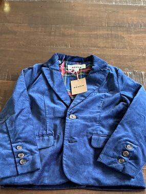 Boden Navy Blue Kids Blazer with Tartan Lining